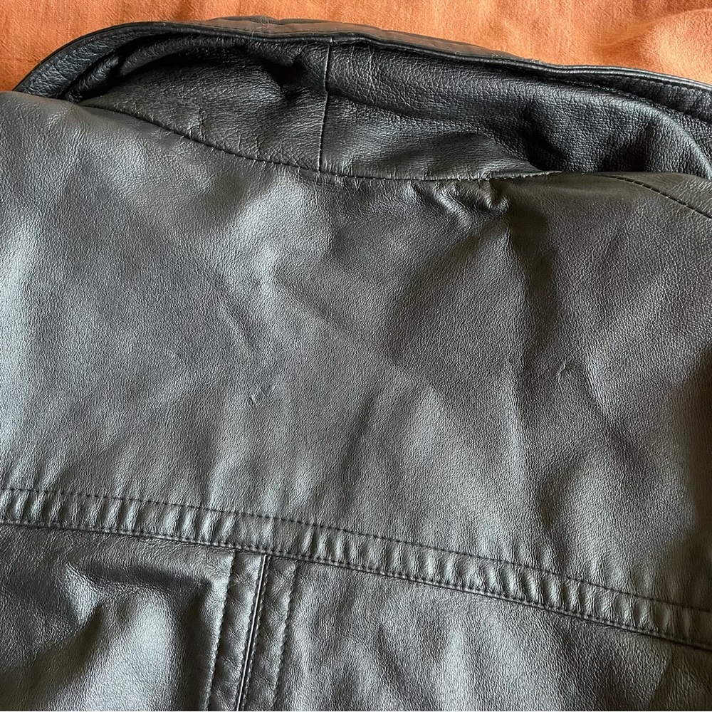 Vintage Sergio Vadducci leather trench coat jacket black, XL - Picture 10 of 13